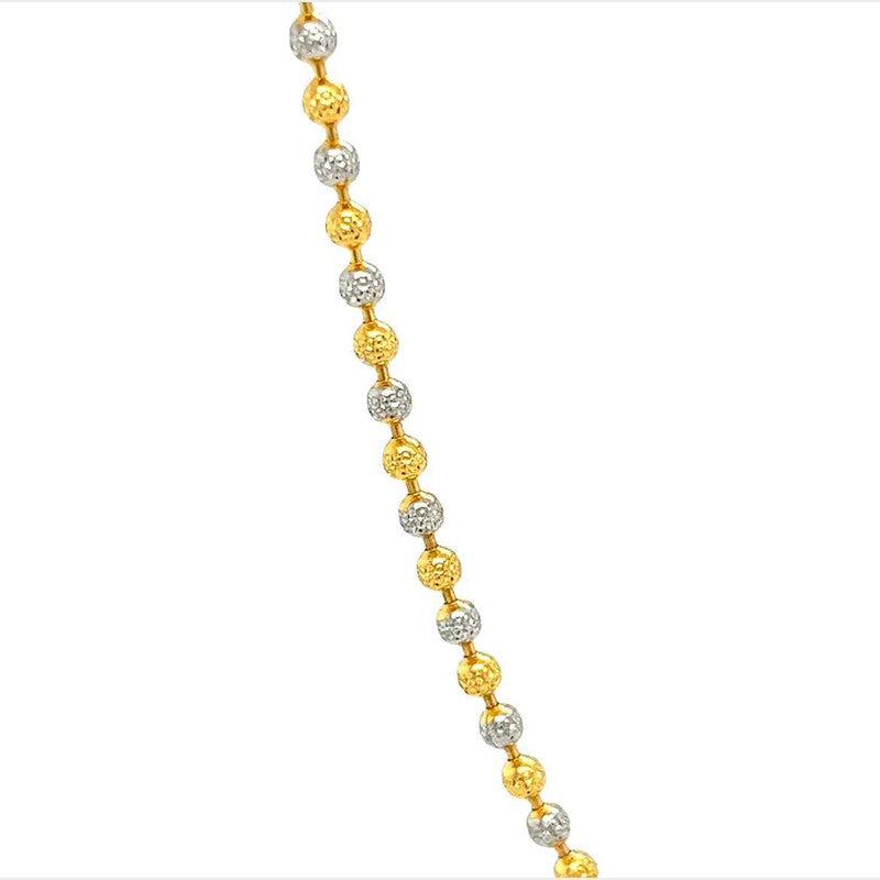 22K Gold 16 Inch Two-Tone Textured Bead Chain