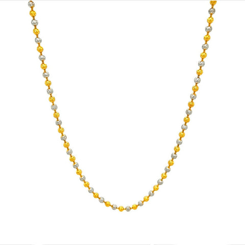 22K Gold 16 Inch Two-Tone Laser-Cut Bead Chain