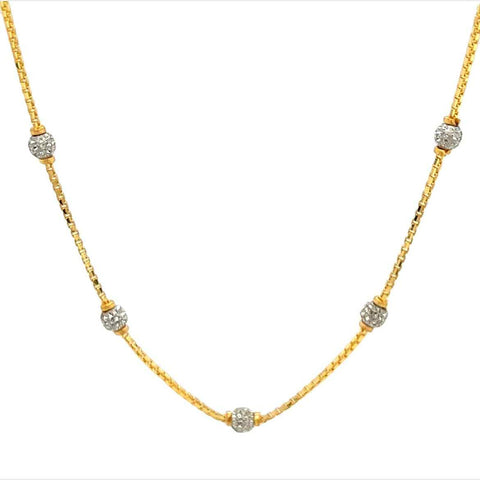 22K Gold Two-Tone 18 Inch Laser Ball Necklace