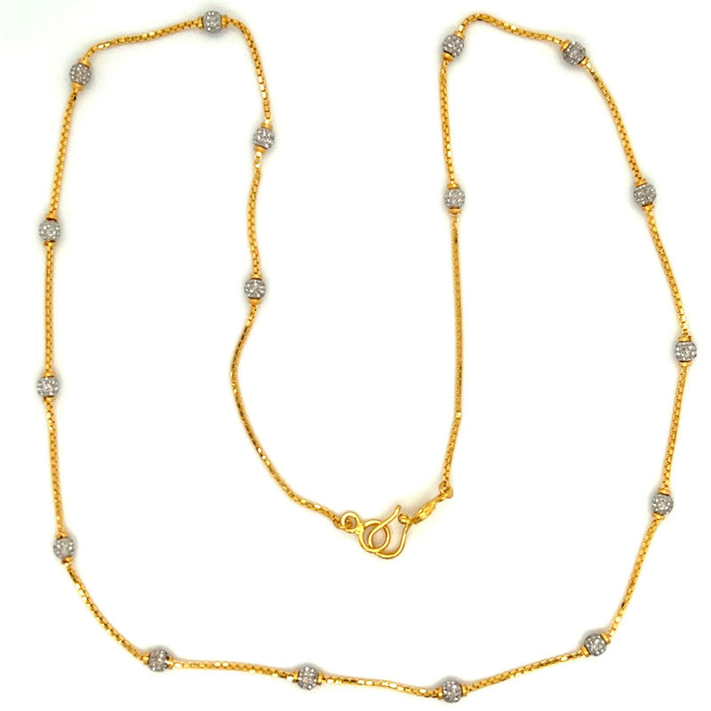 22K Gold Two-Tone 18 Inch Laser Ball Necklace