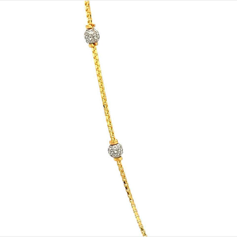 22K Gold Two-Tone 18 Inch Laser Ball Necklace