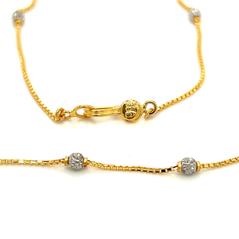 22K Gold Two-Tone 18 Inch Laser Ball Necklace