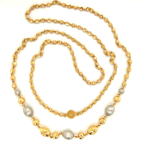 22K Gold Two-Tone 26 Inch Ball Necklace