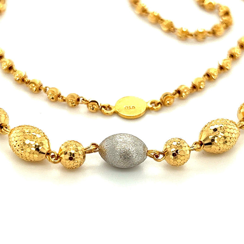 22K Gold Two-Tone 26 Inch Ball Necklace