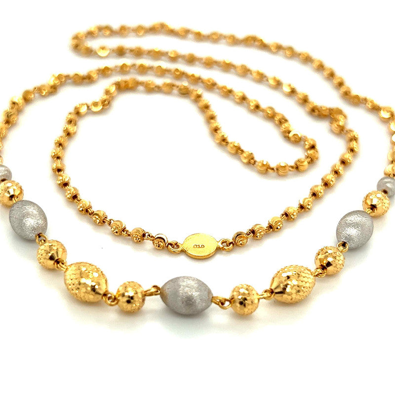 22K Gold Two-Tone 26 Inch Ball Necklace