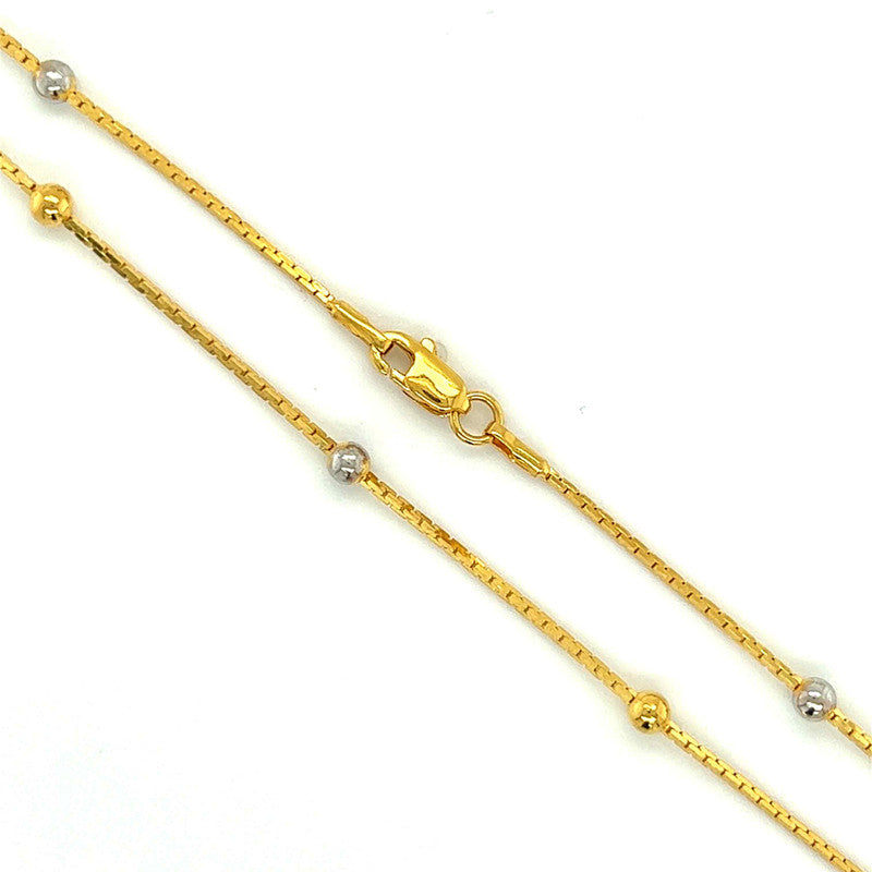 22K Two Tone Gold Polished Ball 18 Inch Necklace