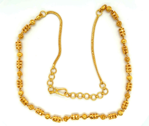 22K Gold 18 Inch Ornate Calcutta Mala Necklace