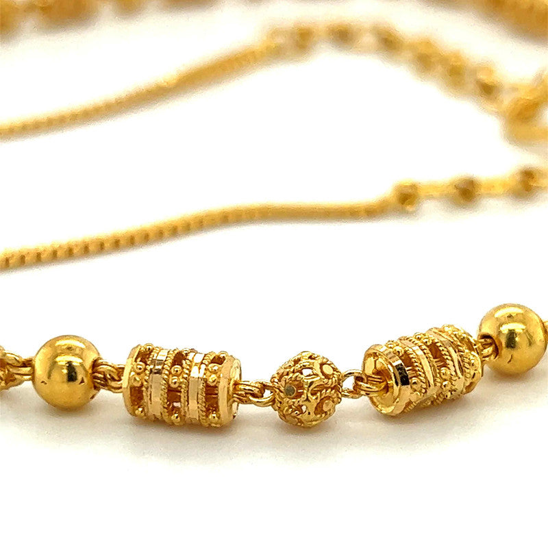 22K Gold 18 Inch Ornate Calcutta Mala Necklace