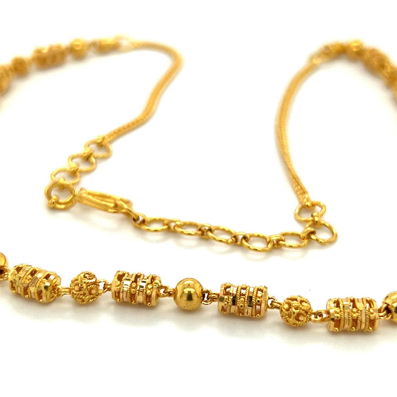 22K Gold 18 Inch Ornate Calcutta Mala Necklace