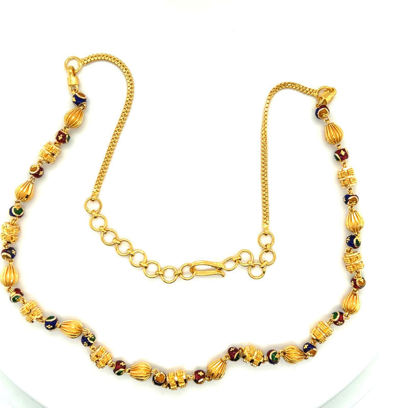 22K Gold 18 Inch Luxury Calcutta Meena Kari Mala Necklace