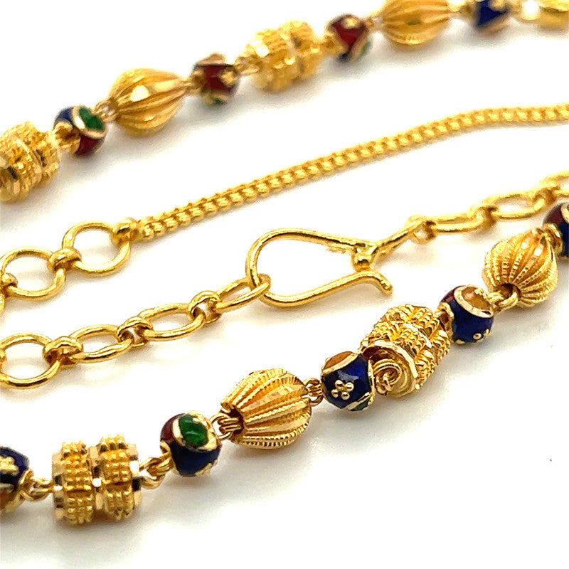 22K Gold 18 Inch Luxury Calcutta Meena Kari Mala Necklace