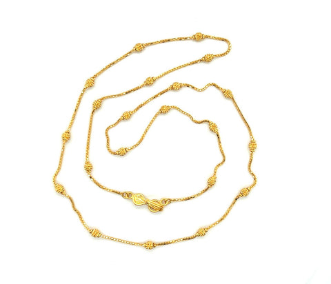 22K Gold 20 Inch Dainty Shimmer Ball Necklace