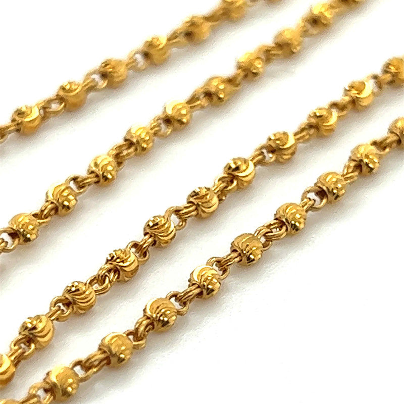 22K Gold 16 Inch Dainty Tiny Laser Cut Ball Necklace