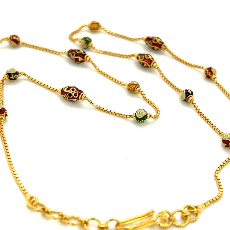 22K Gold Meena Kari Beaded Necklace