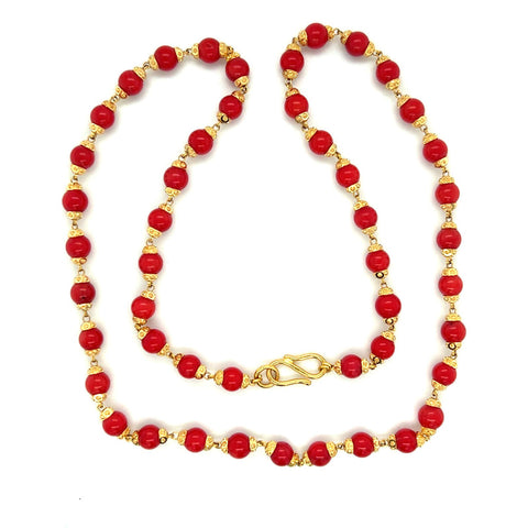 22k Gold Fashionable Faux Coral Bead Necklace