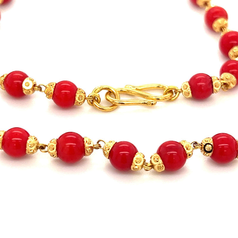 22k Gold Fashionable Faux Coral Bead Necklace