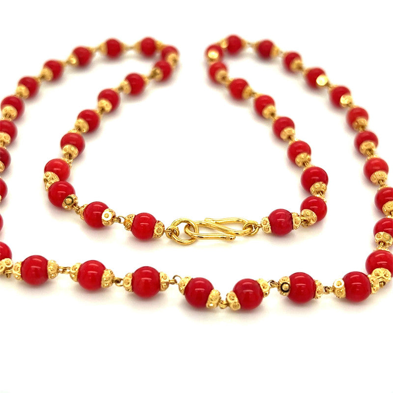 22k Gold Fashionable Faux Coral Bead Necklace