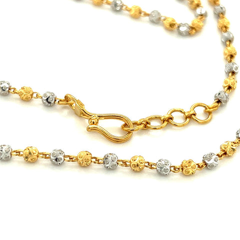 22K Gold Two Tone Alternating Bead Necklace