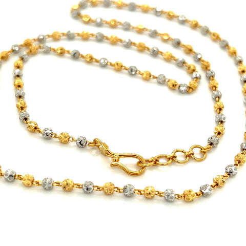 22K Gold Two Tone Alternating Bead Necklace