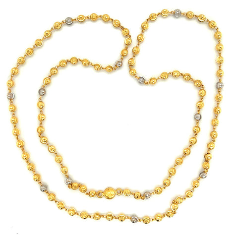 22K Gold Two Tone Sparkling Ball Necklace