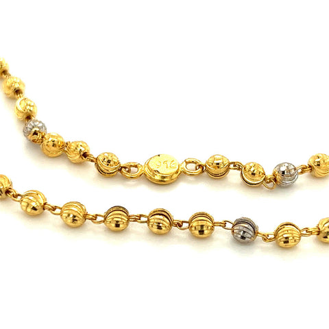 22K Gold Two Tone Sparkling Ball Necklace