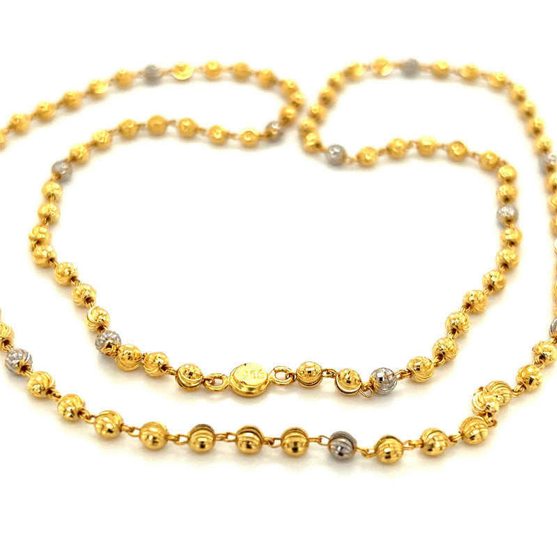 22K Gold Two Tone Sparkling Ball Necklace