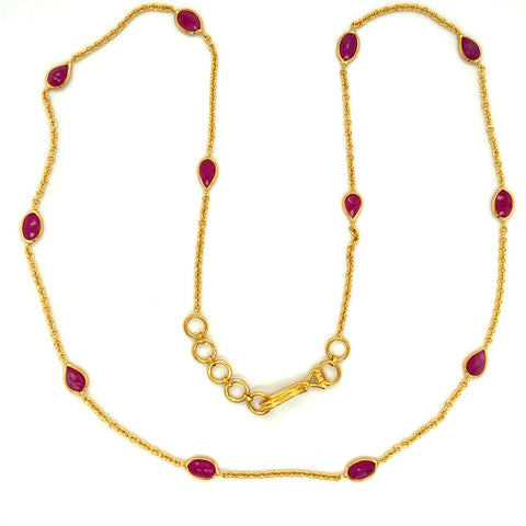 22k Gold Modern Bezel Ruby Necklace
