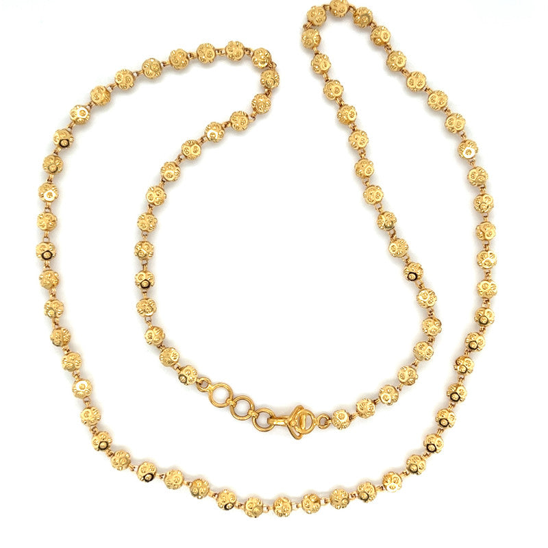 22K Gold 20 Inch Laser Ball Necklace