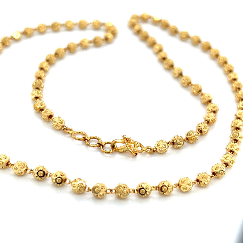 22K Gold 20 Inch Laser Ball Necklace