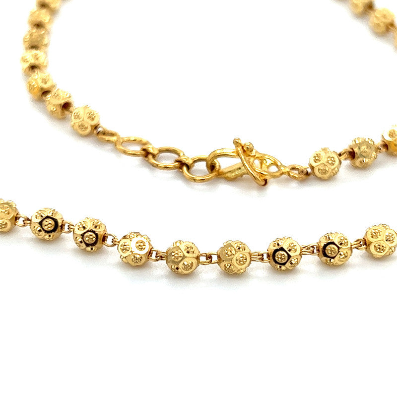 22K Gold 20 Inch Laser Ball Necklace