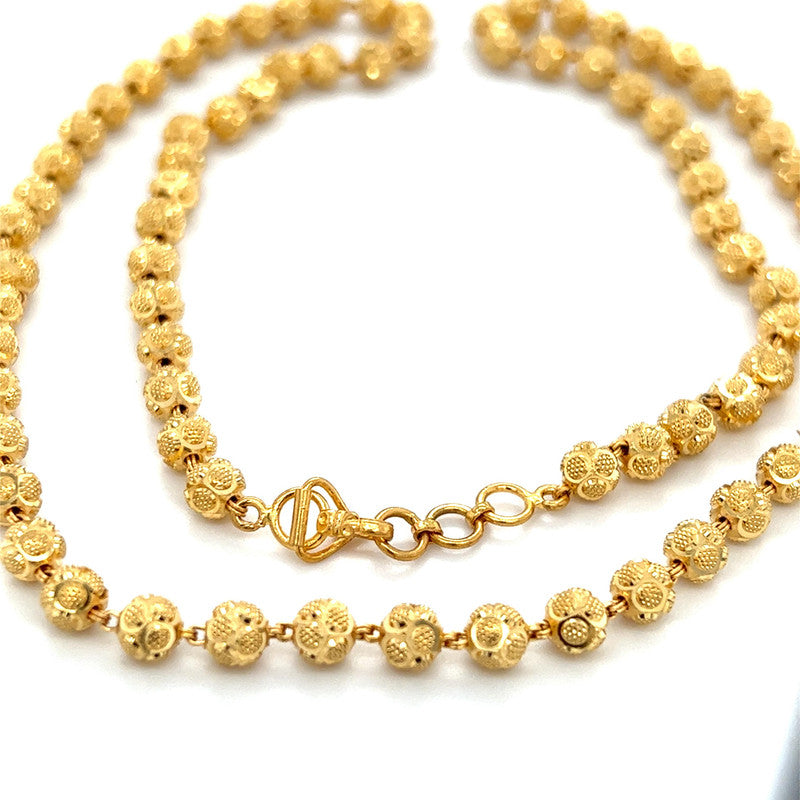 22K Gold 22 Inch Statement Bead Necklace