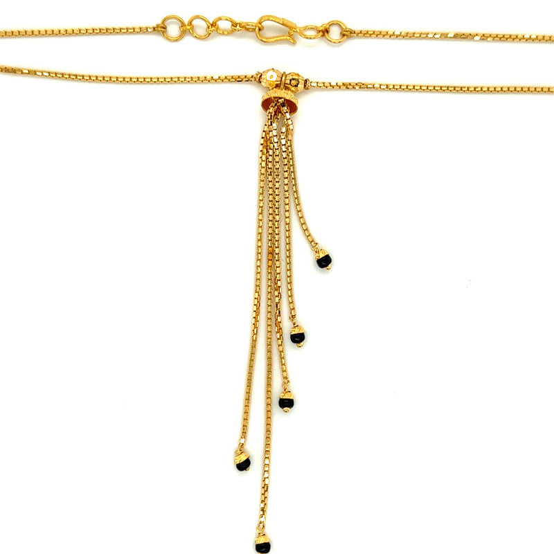 22K Gold Sleek Black Bead Necklace and Earring Set