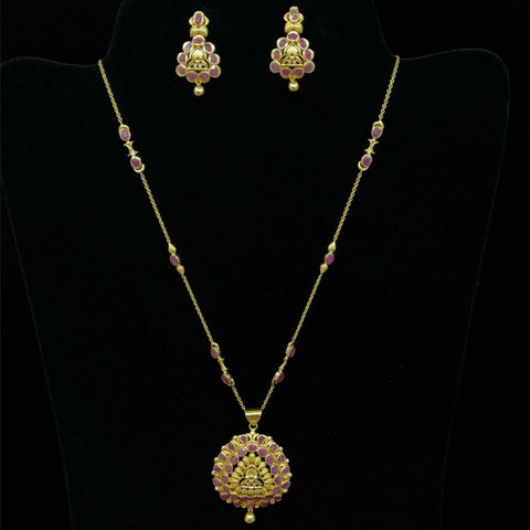 22K Gold Lavish Ruby Necklace and Earring Set