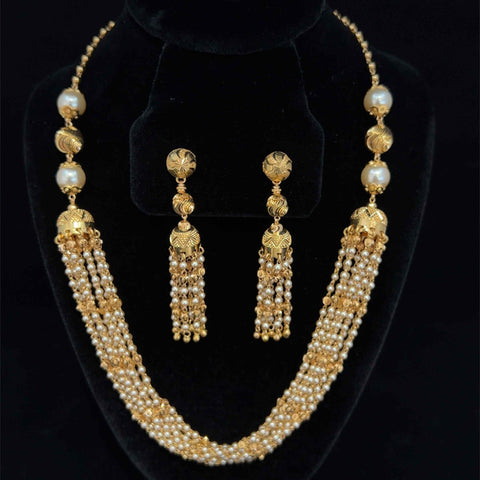 22k Gold Luxe Multi Strand Pearl Necklace and Earring Set