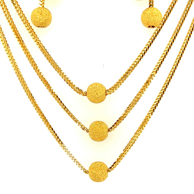 22K Gold Multi Finish Necklace and Earring Set