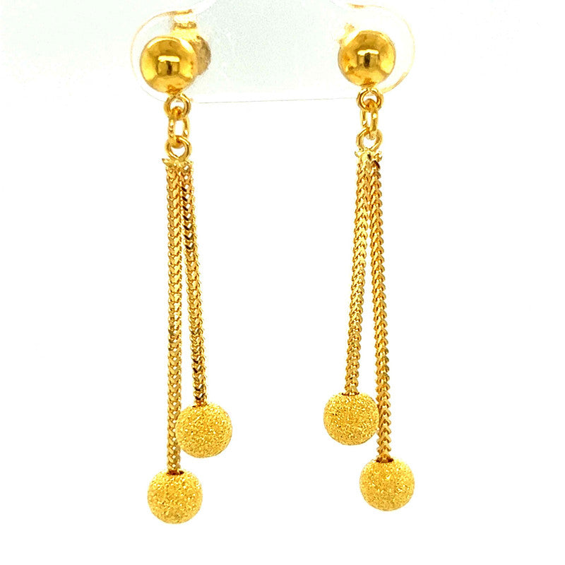 22K Gold Multi Finish Necklace and Earring Set