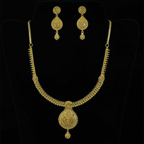 22K Gold Filigree Beaded Necklace and Earring Set