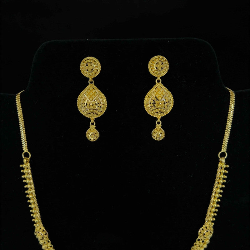 22K Gold Filigree Beaded Necklace and Earring Set