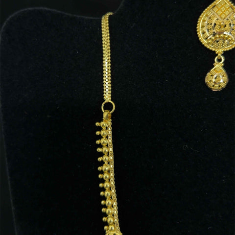 22K Gold Filigree Beaded Necklace and Earring Set