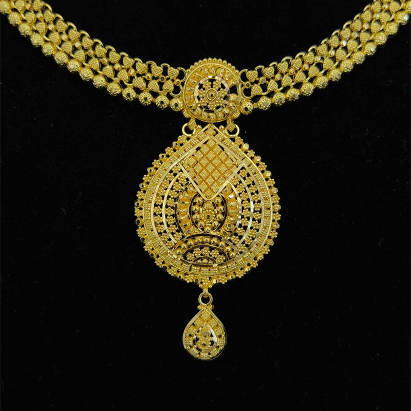 22K Gold Filigree Beaded Necklace and Earring Set