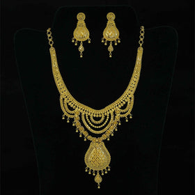 22K Gold Rani Haar Style Necklace and Earring Set