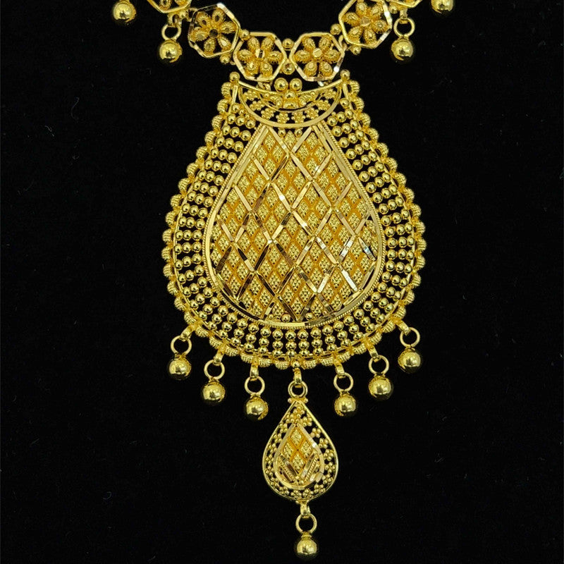 22K Gold Rani Haar Style Necklace and Earring Set