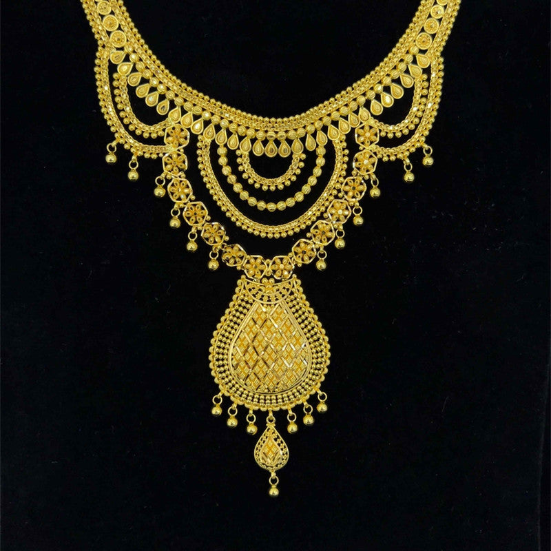 22K Gold Rani Haar Style Necklace and Earring Set