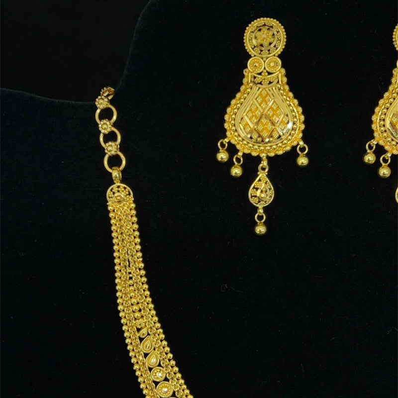 22K Gold Rani Haar Style Necklace and Earring Set