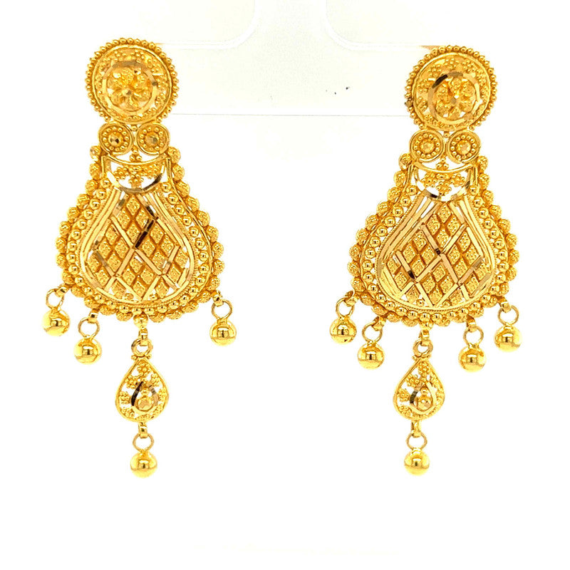 22K Gold Rani Haar Style Necklace and Earring Set