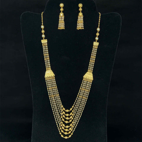 22K Gold Royal Layered Pearl Necklace and Earring Set