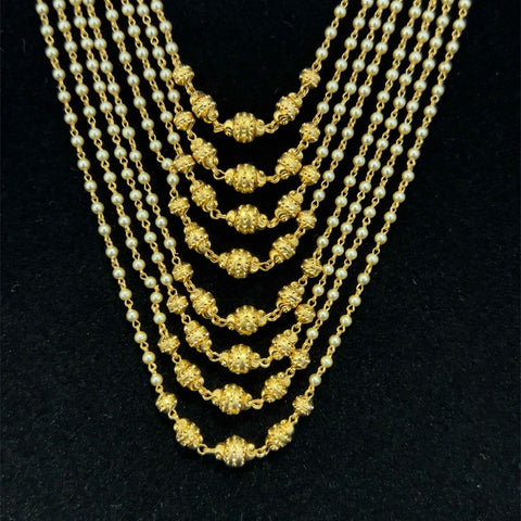 22K Gold Royal Layered Pearl Necklace and Earring Set