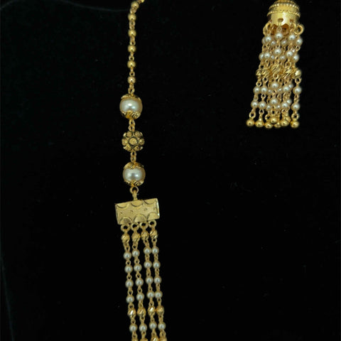 22K Gold Royal Layered Pearl Necklace and Earring Set