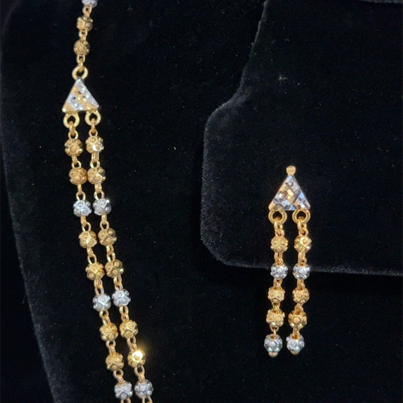 22K Gold Two Tone Laser Ball Necklace and Earring Set