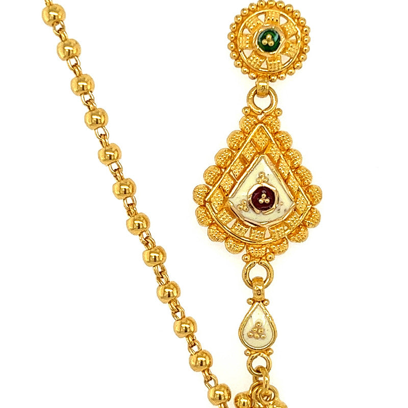 22K Gold Meena Kari Beaded Necklace and Earring Set